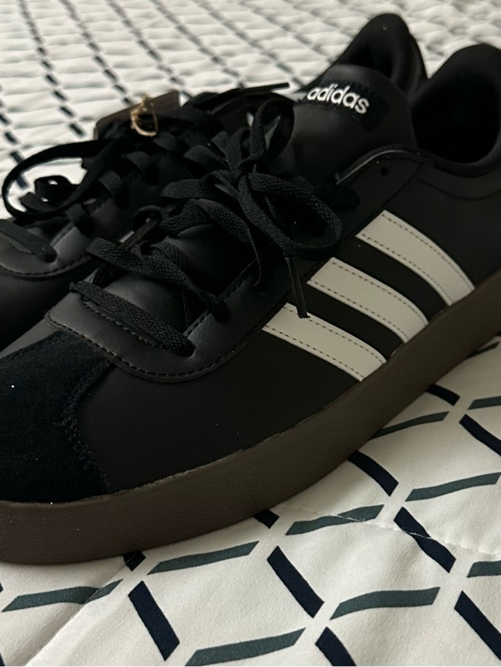 adidas Men’s Black Sneakers with White Three-Stripes - Picture 3 of 7